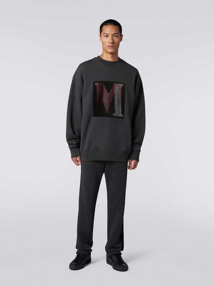 Maend Missoni Toj | Sweatshirt Med Rund Hals I Bomuld Med Makrologo I Samarbejde Med Mike Maignan Gra