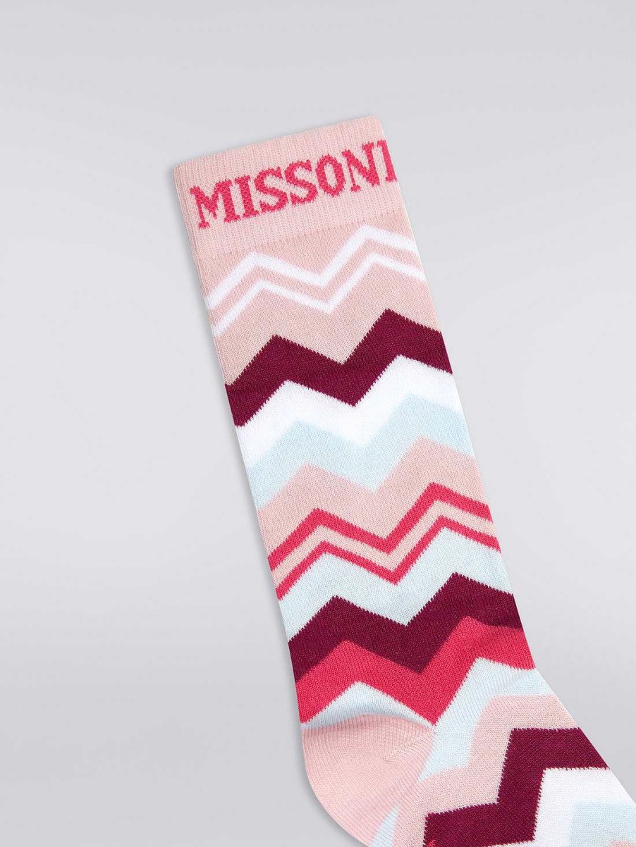 Pige (4-14 Ar) Missoni | Zigzag Stromper I Bomuldsblanding Flerfarvet