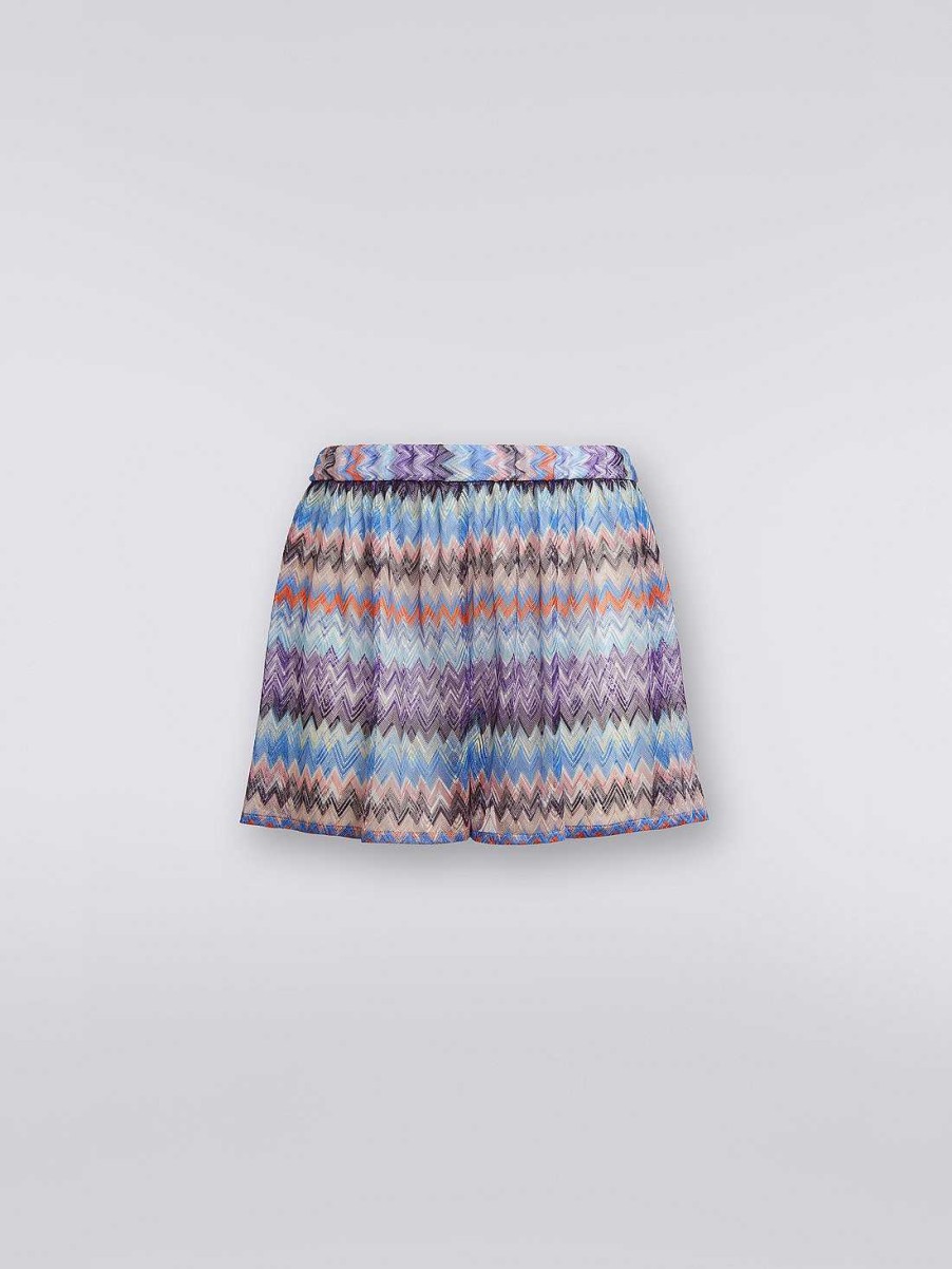 Kvinder Missoni Strandtoj | Chevron Viskose Tyl Cover Up Shorts Bla Skygge Chevron