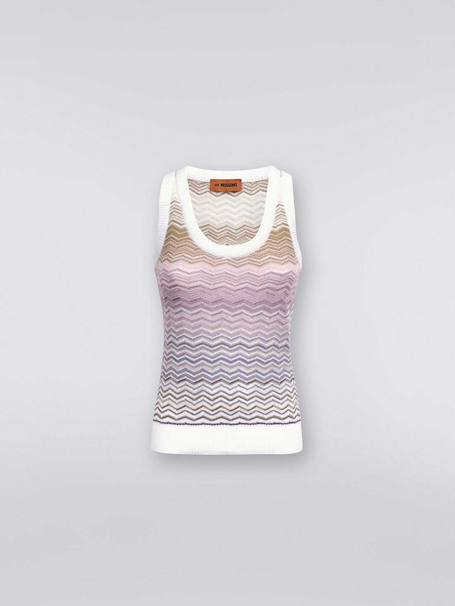 Kvinder Missoni T-Shirts Og Toppe | Chevron Tanktop I Bomuld Og Viskose Flerfarvet