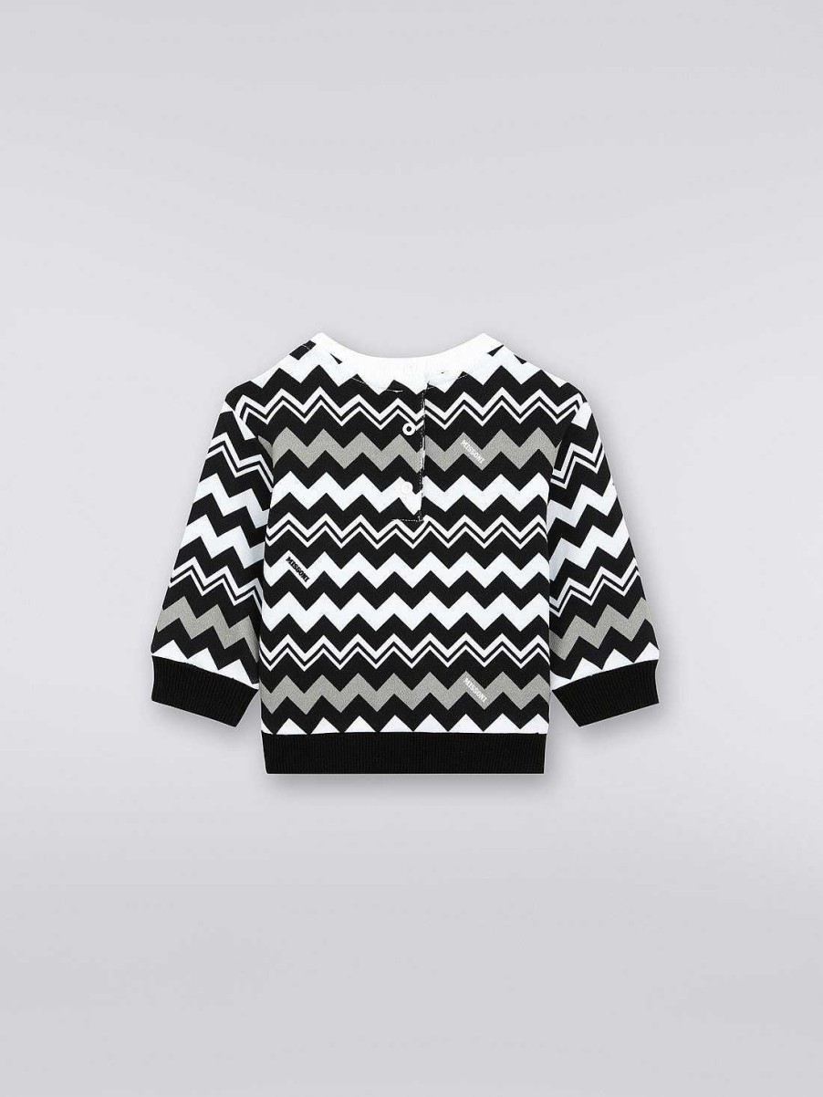 Dreng (4-14 Ar) Missoni | Zigzag Sweatshirt I Bomuld Med Rund Hals Sort Hvid