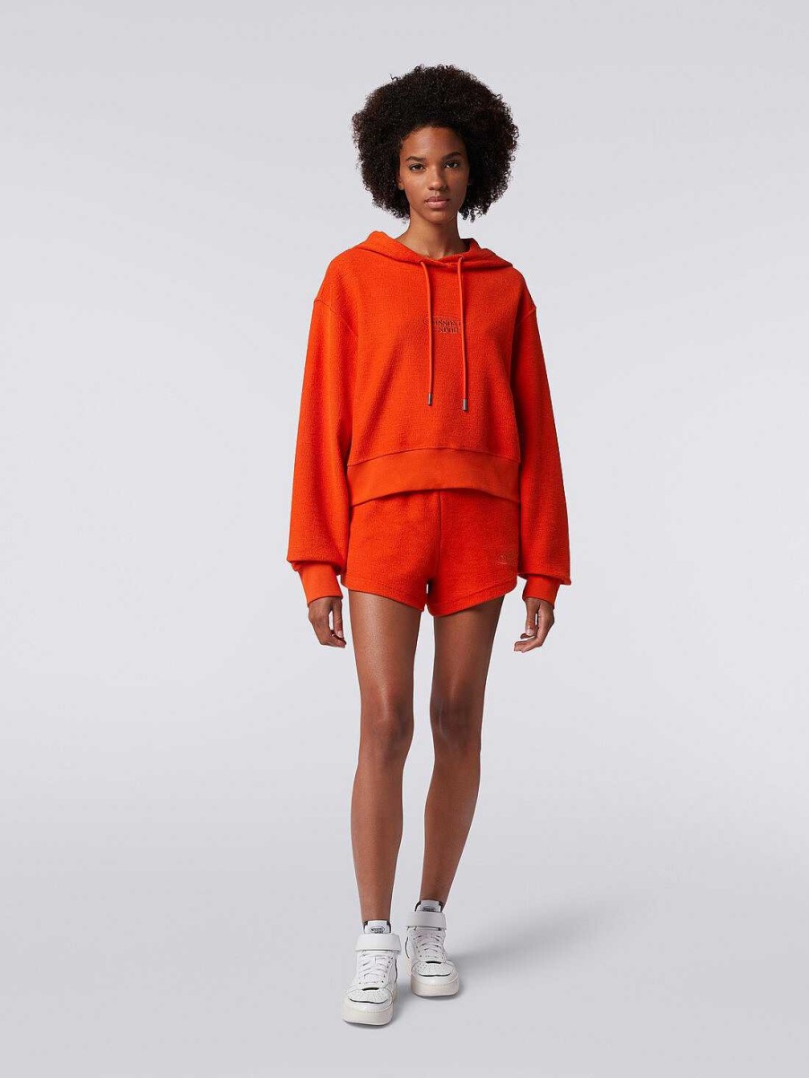 Kvinder Missoni Toj | Shorts I Borstet Fleece Med Logo Orange