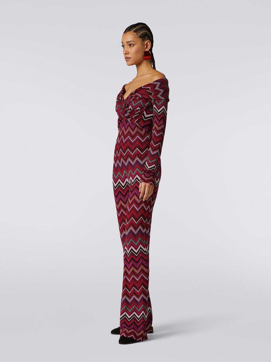 Kvinder Missoni Kjoler | Chevron Jumpsuit I Viscoseblanding Med Bardot-Udskaering Flerfarvet