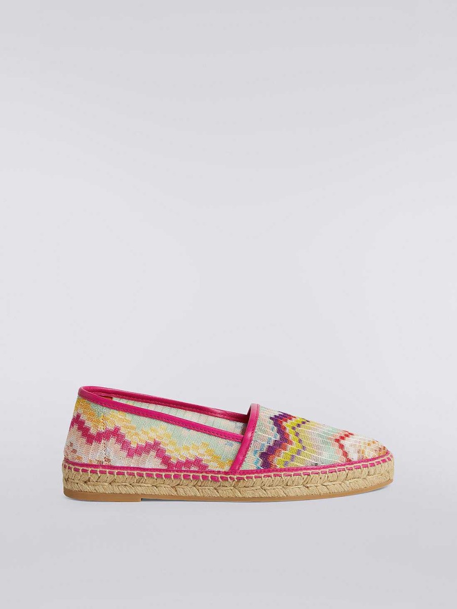 Kvinder Missoni Tilbehor | Flade Espadriller I Zigzag Stof Med Rebsal Flerfarvet