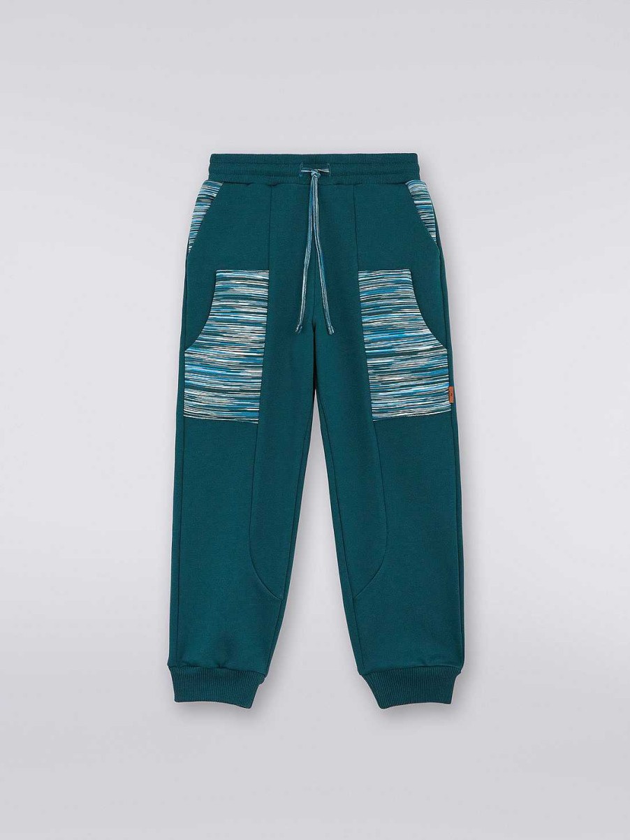 Dreng (4-14 Ar) Missoni | Joggers I Bomuldsfleece Med Slub-Indlaeg Gron