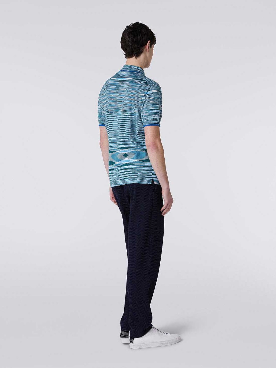 Maend Missoni Poloer Og T-Shirts | Slub Bomuld Poloshirt Flerfarvet