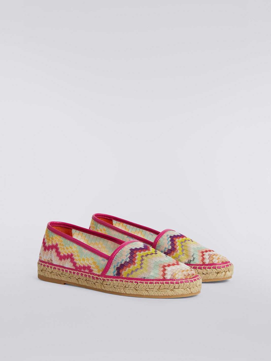 Kvinder Missoni Tilbehor | Flade Espadriller I Zigzag Stof Med Rebsal Flerfarvet