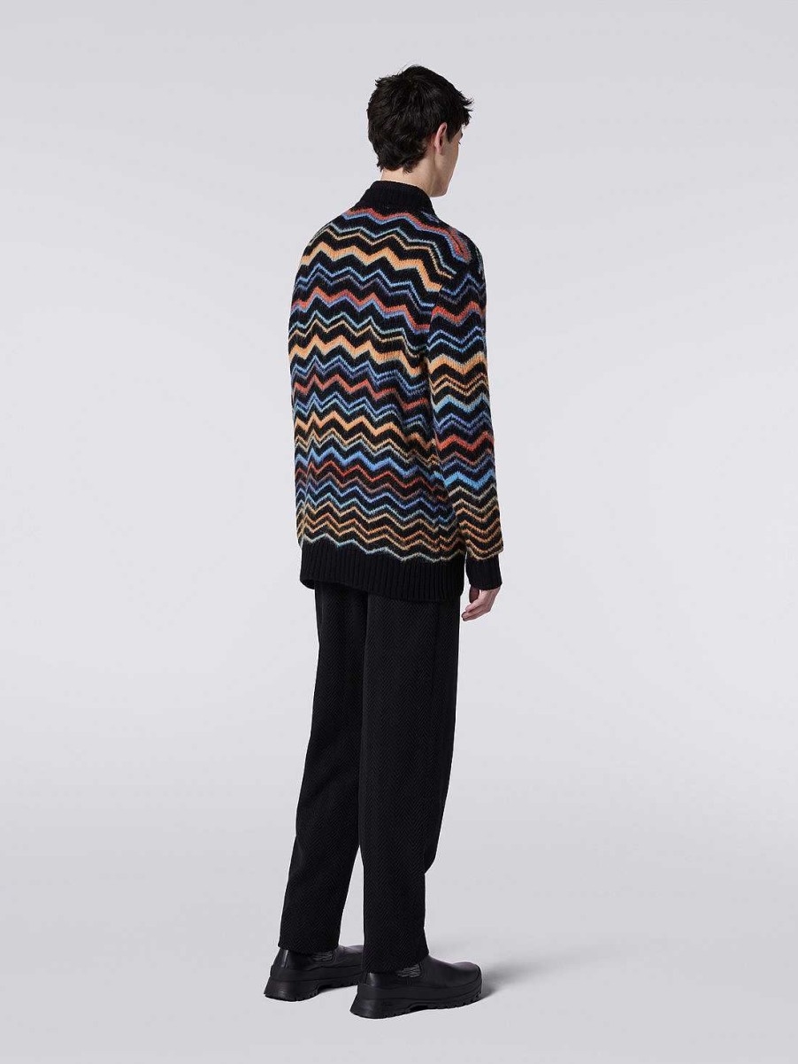 Maend Missoni Strik | Chevron Cardigan I Uldblanding Flerfarvet