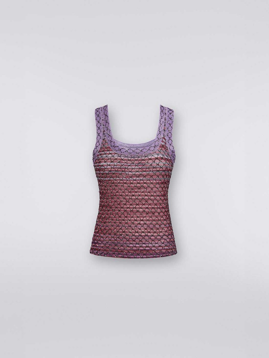 Kvinder Missoni T-Shirts Og Toppe | Tanktop I Viscoseblanding Med Pailletter Rod