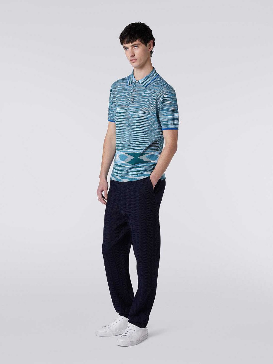 Maend Missoni Poloer Og T-Shirts | Slub Bomuld Poloshirt Flerfarvet