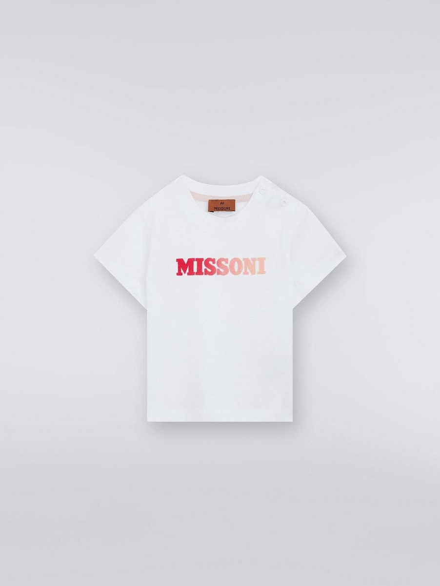 Pige (4-14 Ar) Missoni | Bomuld T-Shirt Med Degrade Logo Hvid