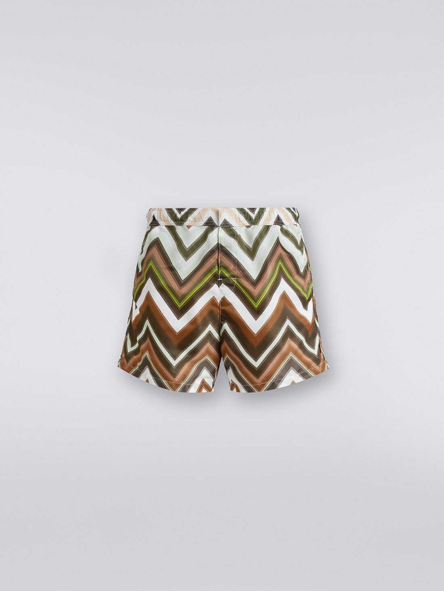 Maend Missoni Badebukser | Badebukser I Nylon Med Stor Gradueret Zigzag Flerfarvet