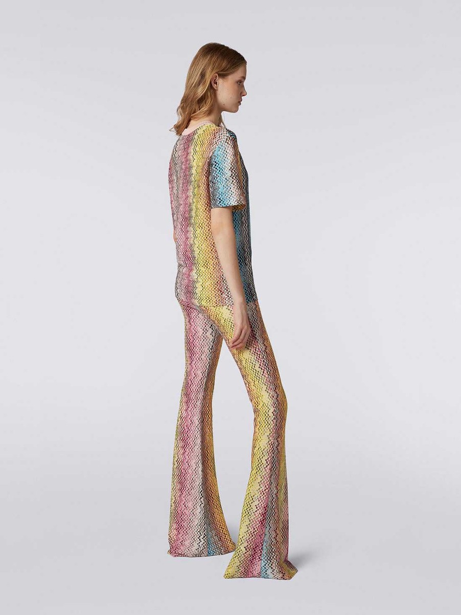 Kvinder Missoni T-Shirts Og Toppe | T-Shirt Med Rund Hals I Glitch-Effekt Bomuld Flerfarvet