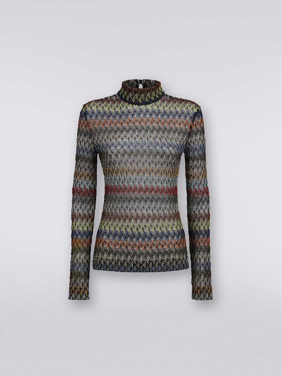 Kvinder Missoni T-Shirts Og Toppe | Pullover I Viskoseblanding Med Hoj Hals Flerfarvet