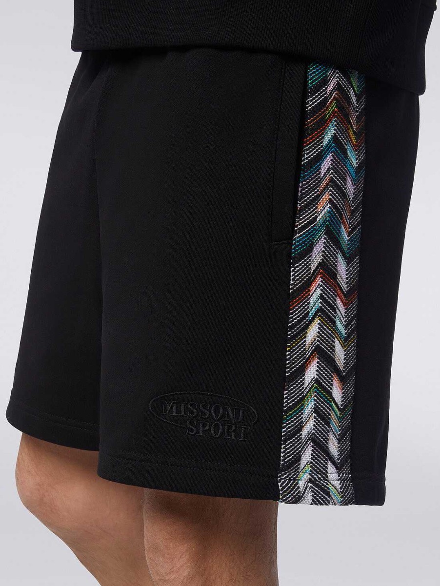 Maend Missoni Toj | Shorts I Fleece Med Logo Og Strikkede Sideband Sort