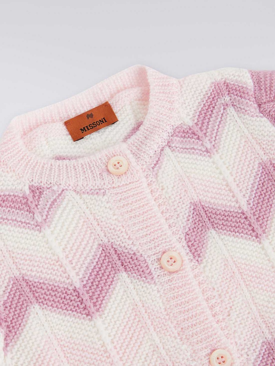 Pige (4-14 Ar) Missoni | Zigzag Uld Strik Cardigan Flerfarvet