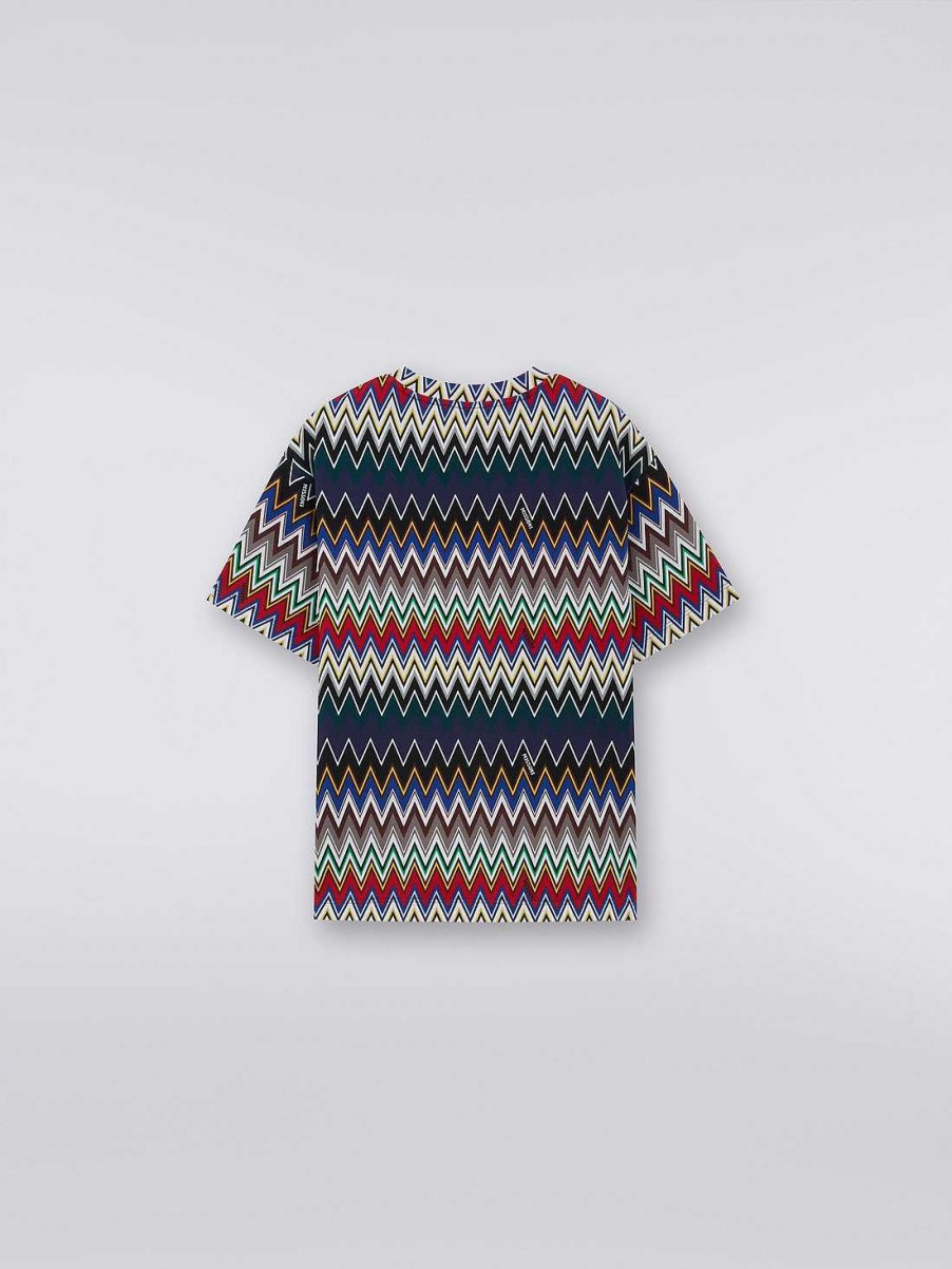 Dreng (4-14 Ar) Missoni | T-Shirt I Bomuldsblanding Med Zigzag Vaevning Flerfarvet