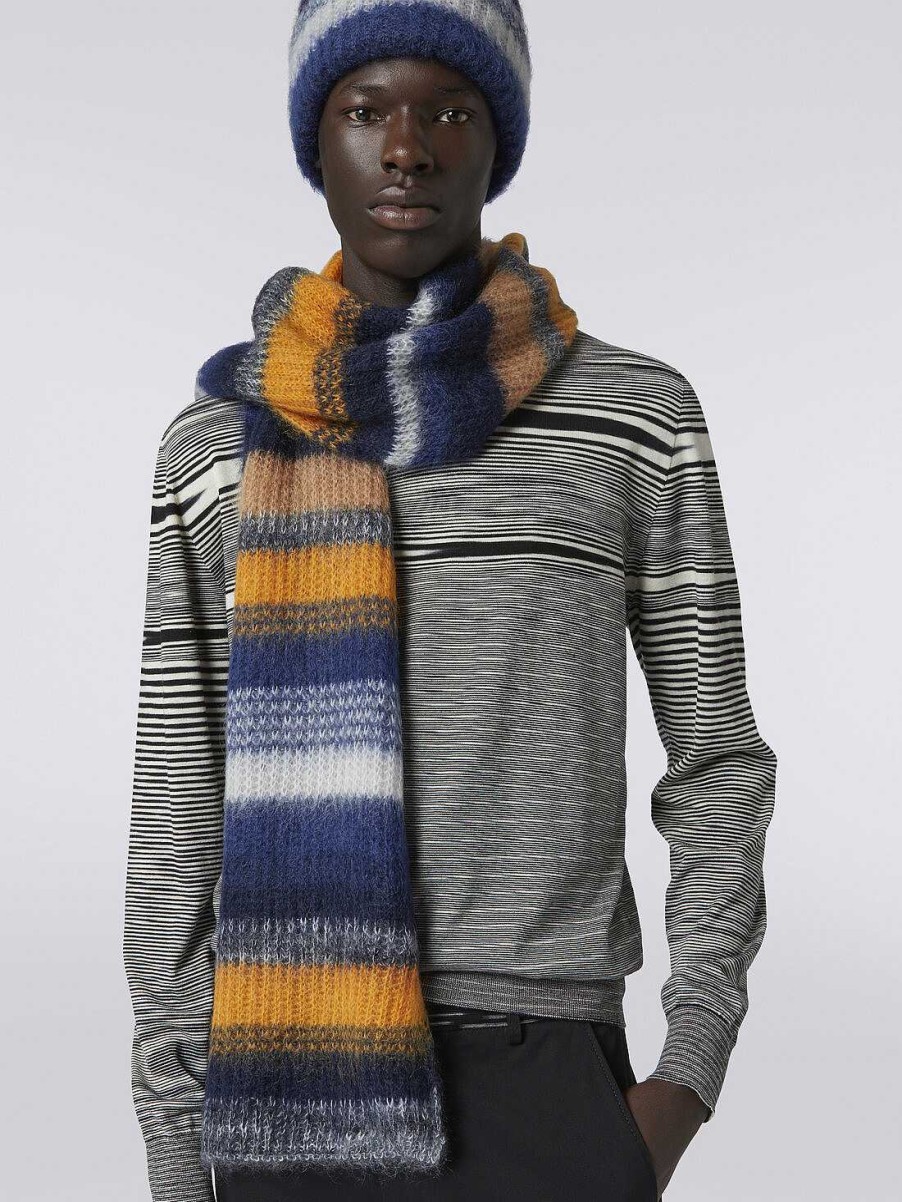 Maend Missoni Torklaeder & Foulards | Stribet Mohair Blanding Torklaede Flerfarvet