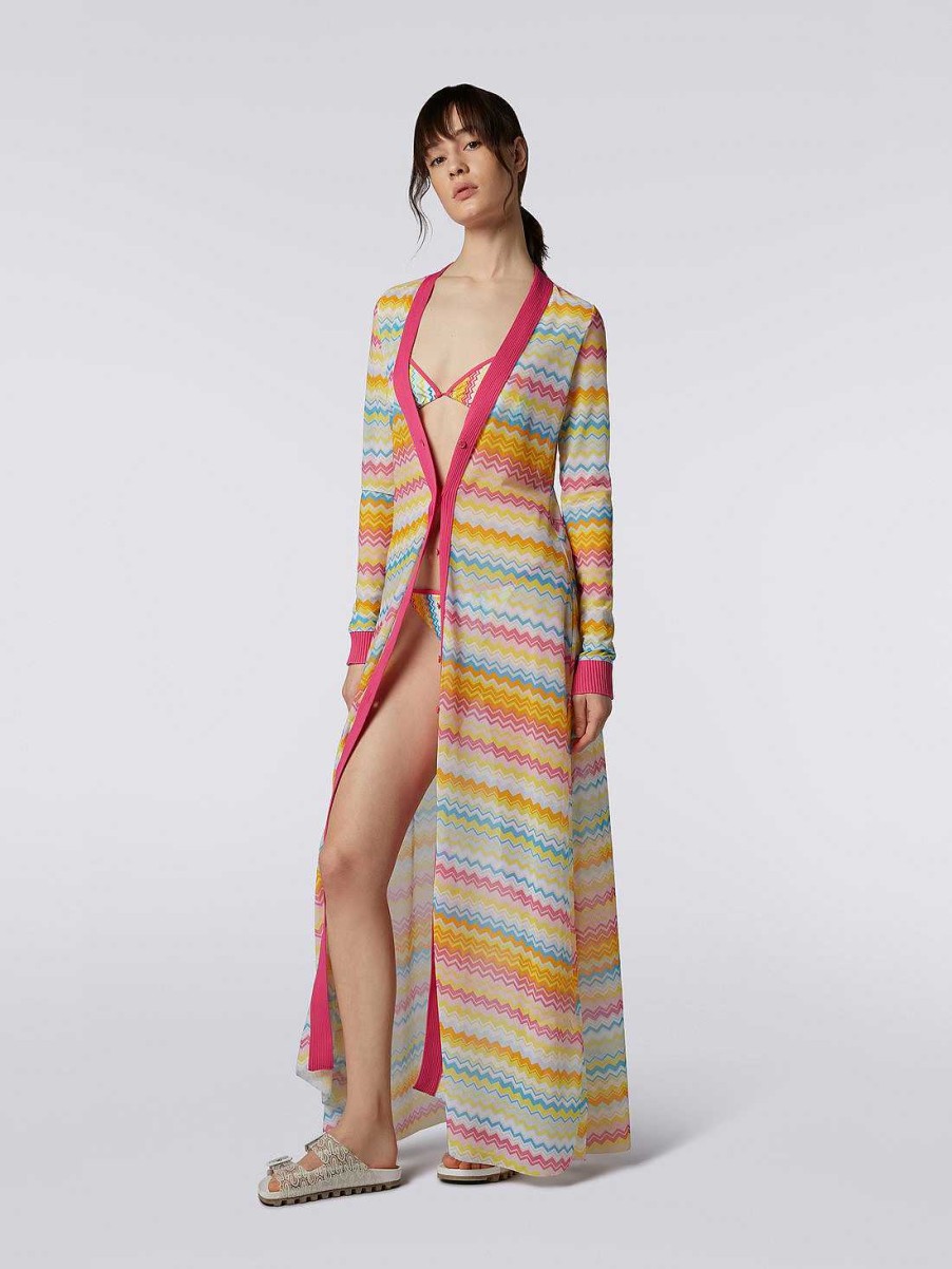 Kvinder Missoni Strandtoj | Viscose Tyl Zigzag Cover Up Cardigan Flerfarvet