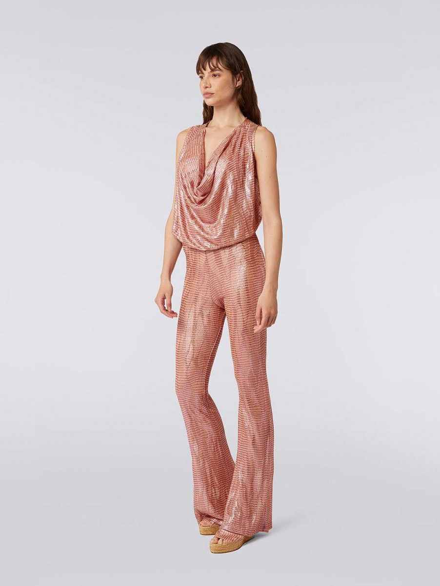 Kvinder Missoni Kjoler | Jacquard Viskose Strik Jumpsuit Lyserod