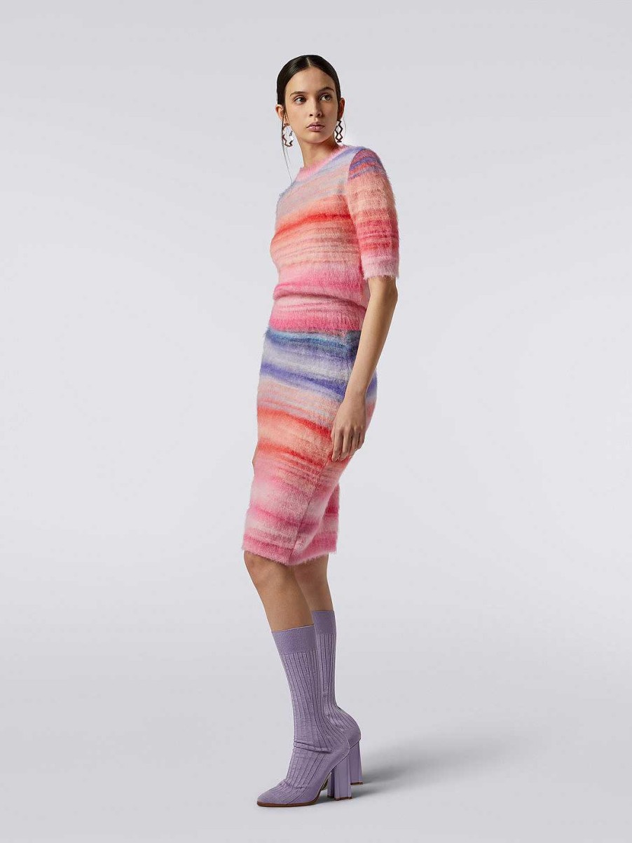 Kvinder Missoni Nederdele | Slub Borstet Mohair Nederdel Lyserod