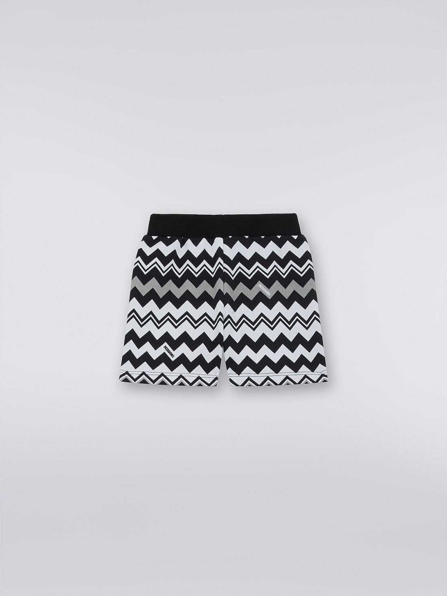 Dreng (4-14 Ar) Missoni | Zigzag Shorts I Bomuld Sort Hvid