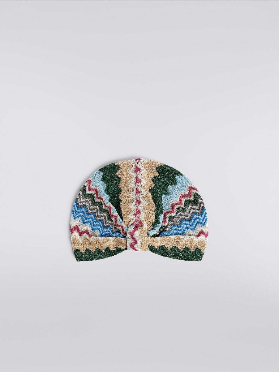 Kvinder Missoni Har Tilbehor | Chevron Turban I Viscoseblanding Med Pailletter Flerfarvet