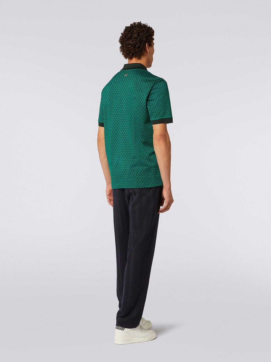 Maend Missoni Poloer Og T-Shirts | Kortaermet Poloshirt I Bomuld Gron