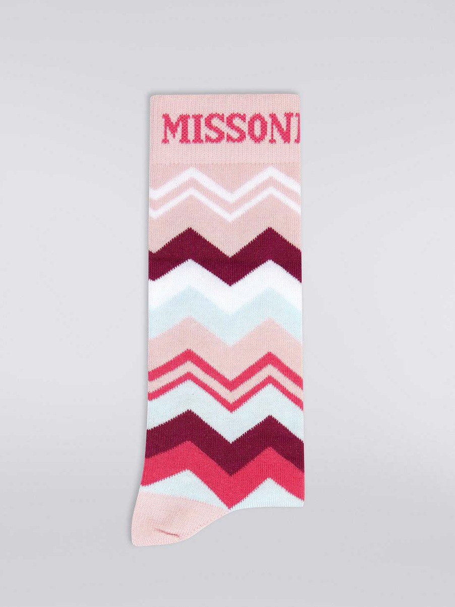 Pige (4-14 Ar) Missoni | Zigzag Stromper I Bomuldsblanding Flerfarvet