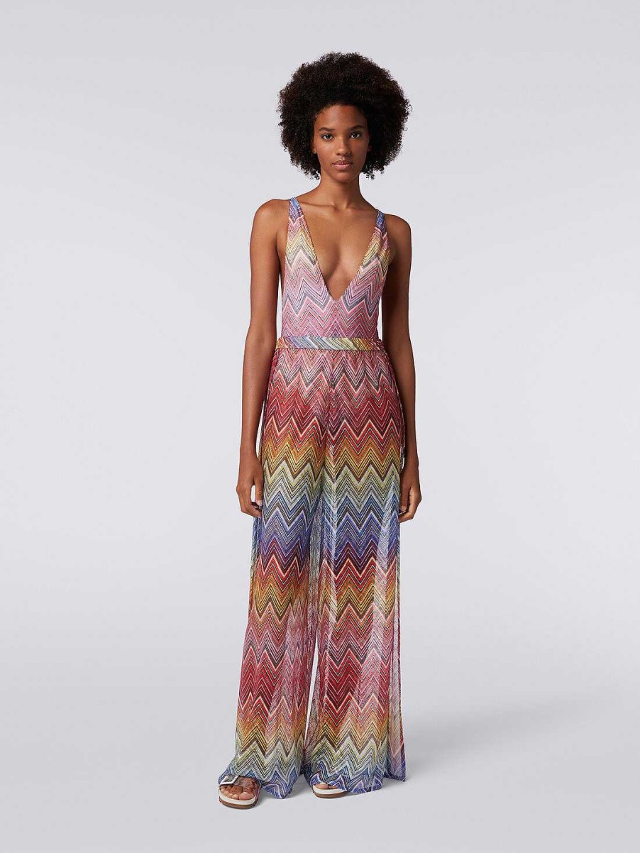 Kvinder Missoni Strandtoj | Cover Up Bukser I Zigzag Print Stof Flerfarvet