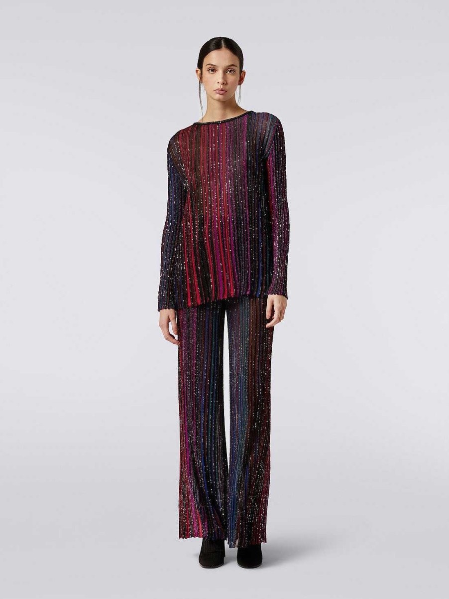 Kvinder Missoni T-Shirts Og Toppe | Pullover I Viscoseblanding Med Rund Hals Og Pailletter Flerfarvet