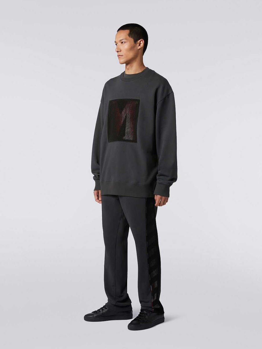 Maend Missoni Toj | Sweatshirt Med Rund Hals I Bomuld Med Makrologo I Samarbejde Med Mike Maignan Gra