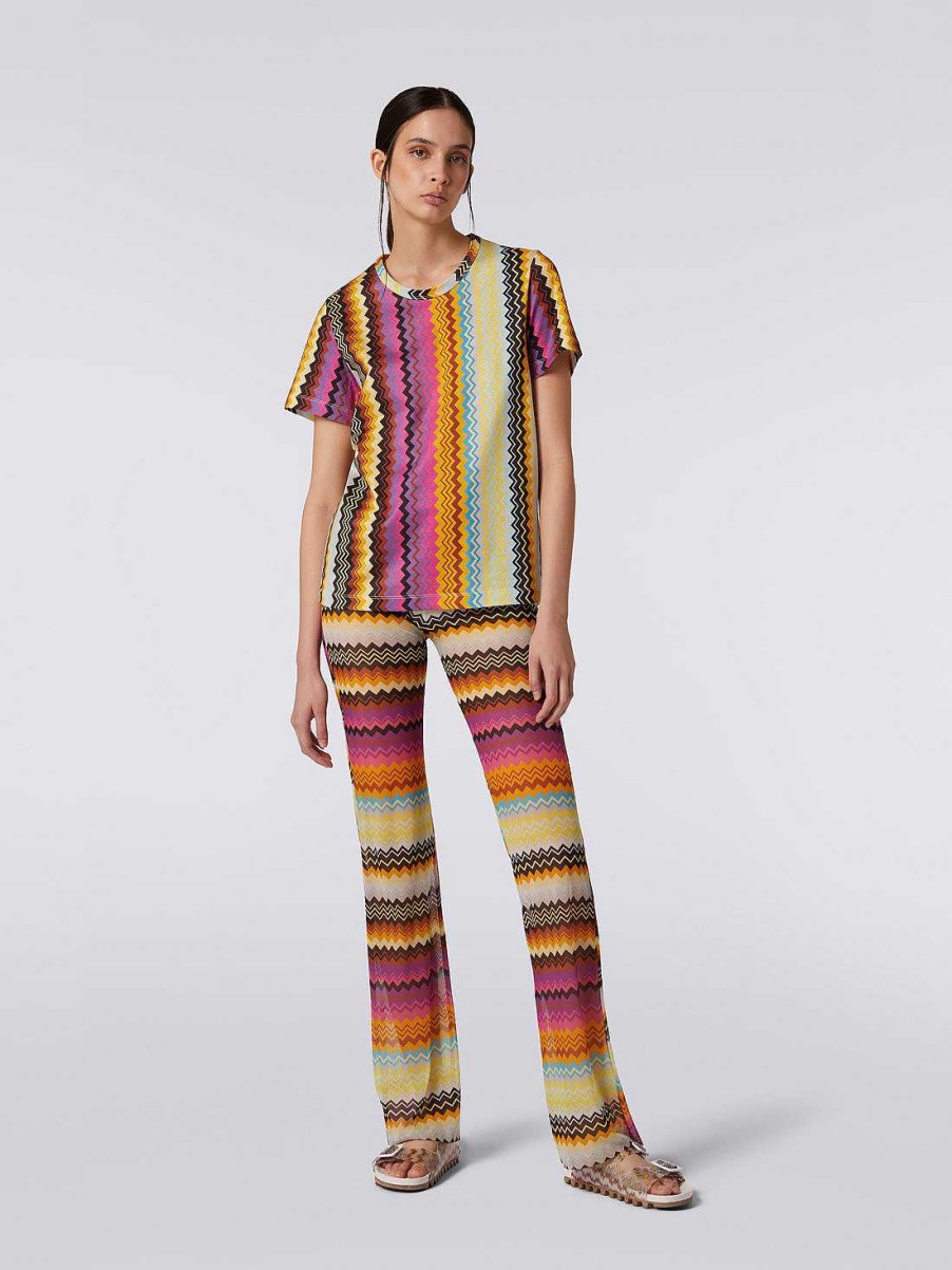 Kvinder Missoni T-Shirts Og Toppe | T-Shirt Med Rund Hals I Bomuldsjersey Flerfarvet