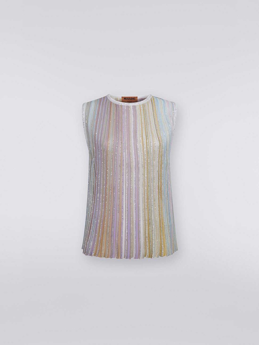 Kvinder Missoni T-Shirts Og Toppe | Tanktop I Viscoseblanding Med Lodrette Striber Og Pailletter Flerfarvet