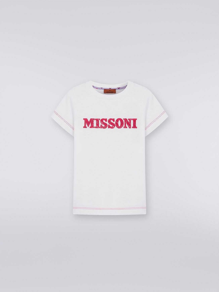 Pige (4-14 Ar) Missoni | Bomuld T-Shirt Med Pailletter Logo Lyserod