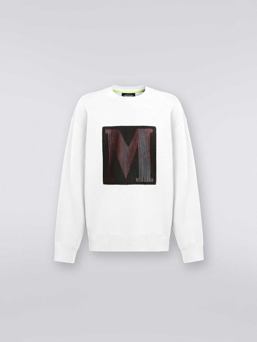 Maend Missoni Toj | Sweatshirt Med Rund Hals I Bomuld Med Makrologo I Samarbejde Med Mike Maignan Hvid