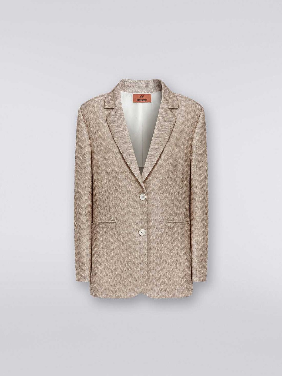 Kvinder Missoni Frakker & Jakker | Enkeltradet Blazer I Bomuld Beige