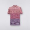 Maend Missoni Poloer Og T-Shirts | Degrade Stribet Kortaermet Poloshirt I Bomuld Rod & Lilla