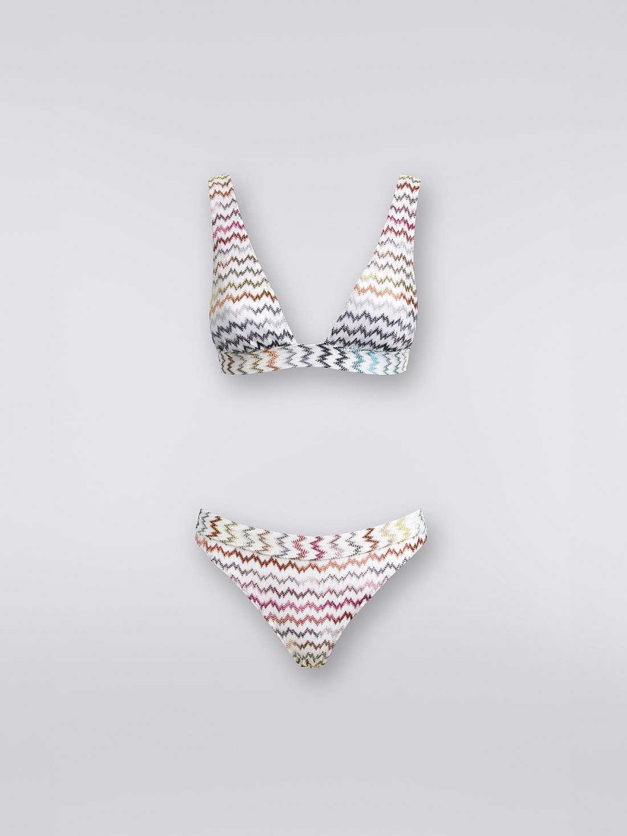 Kvinder Missoni Badetoj | Bikini I Zigzag Strik Med Lame Flerfarvet