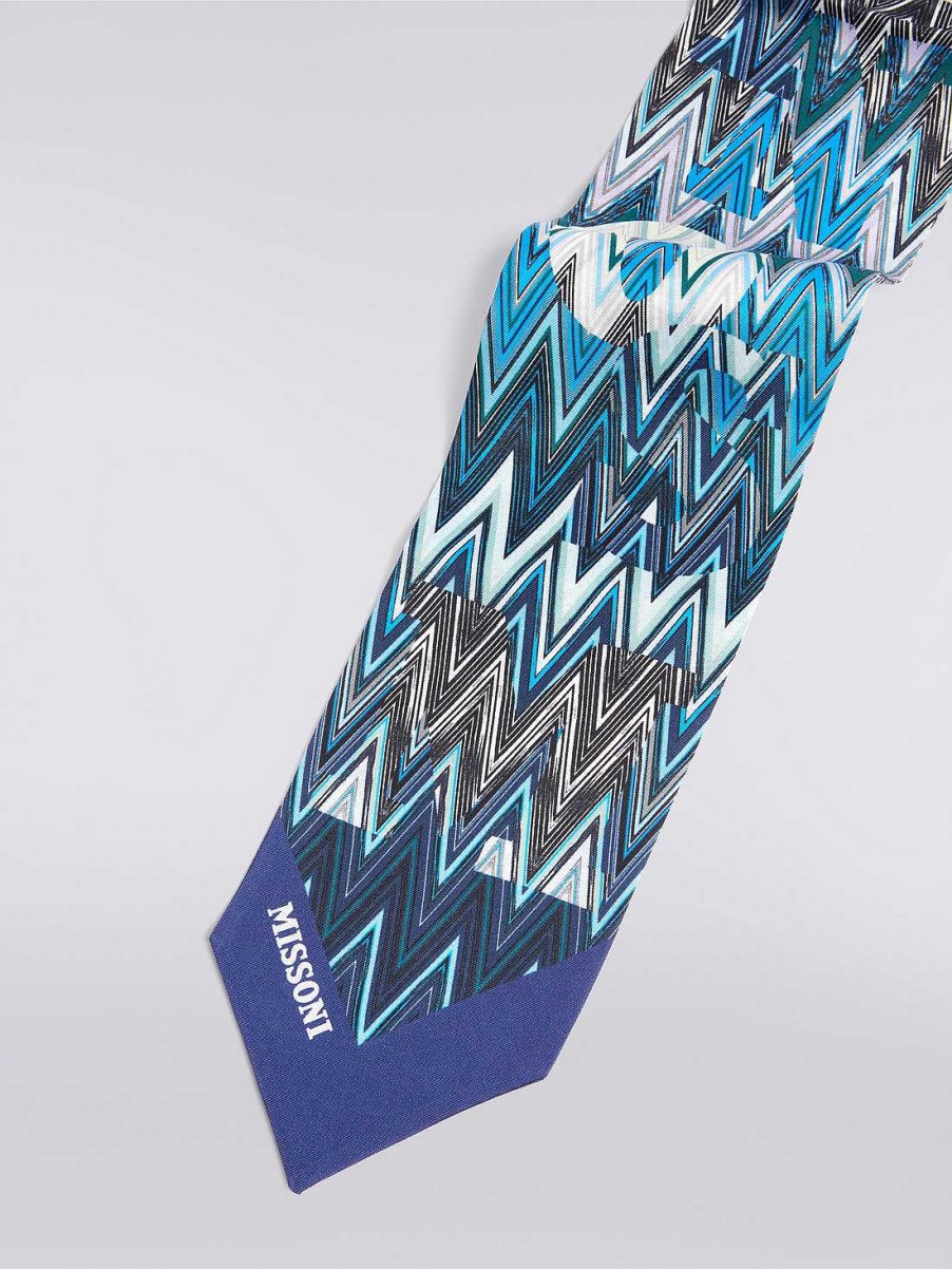 Kvinder Missoni Torklaeder & Foulards | Silke Chevron Torklaede Med Logo Skrift Flerfarvet