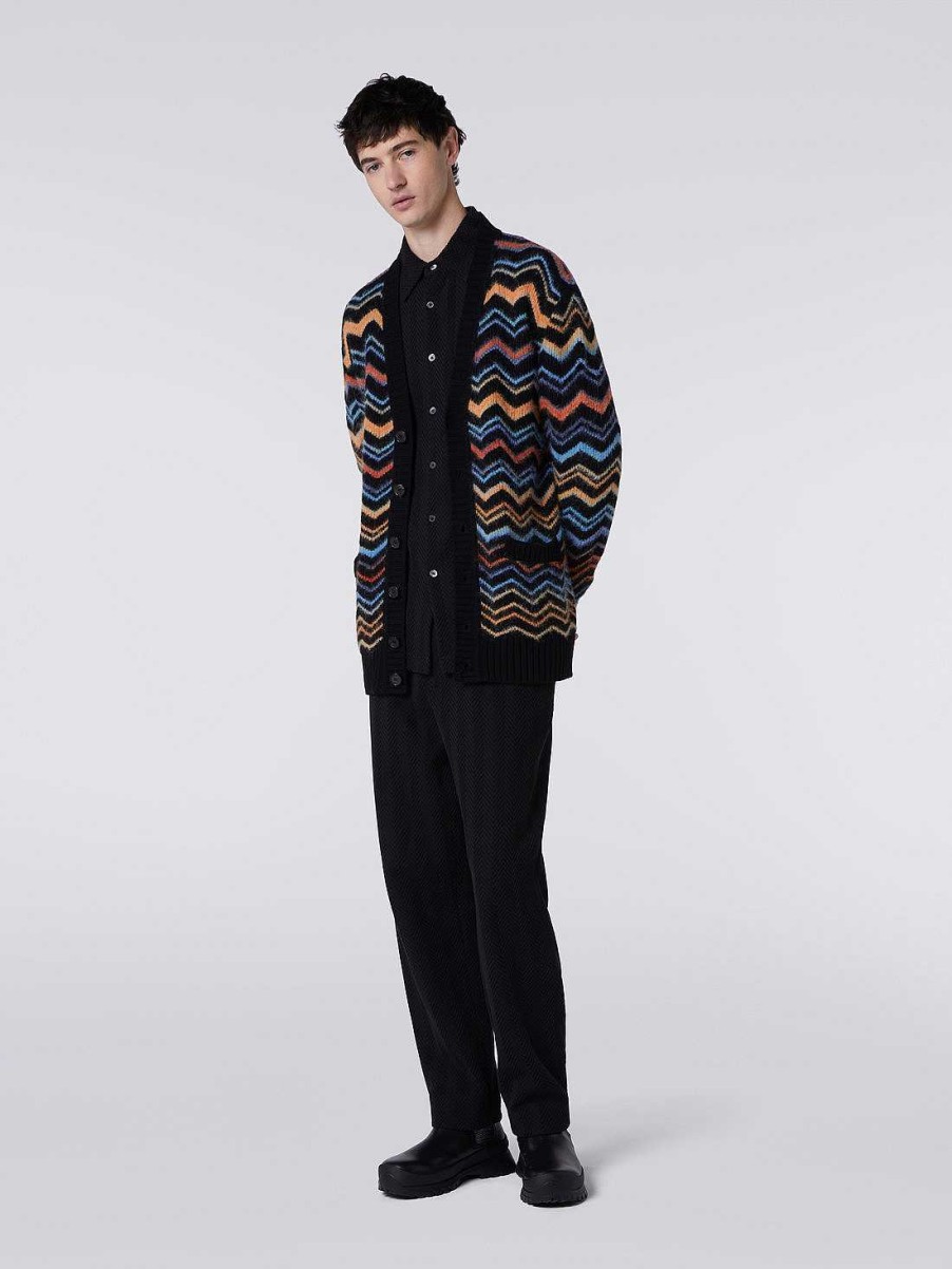 Maend Missoni Strik | Chevron Cardigan I Uldblanding Flerfarvet