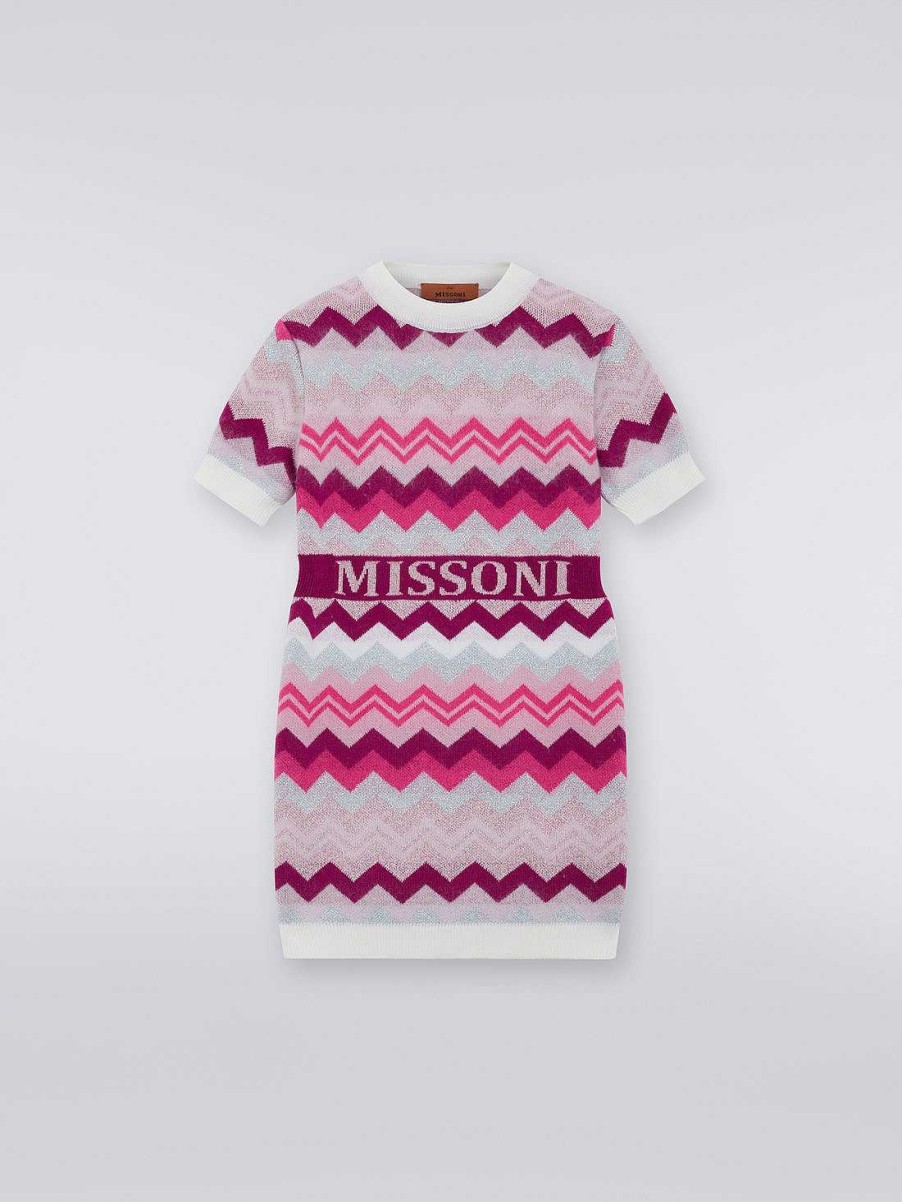 Pige (4-14 Ar) Missoni | Uld Zigzag Kjole Med Logo Flerfarvet