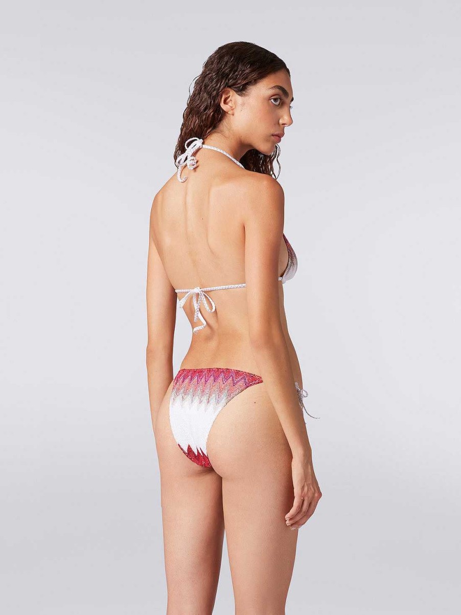 Kvinder Missoni Badetoj | Zigzag Bikini I Viskoseblanding Med Lurex Hvid, Pink & Fuchsia