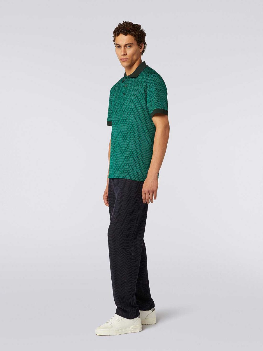 Maend Missoni Poloer Og T-Shirts | Kortaermet Poloshirt I Bomuld Gron