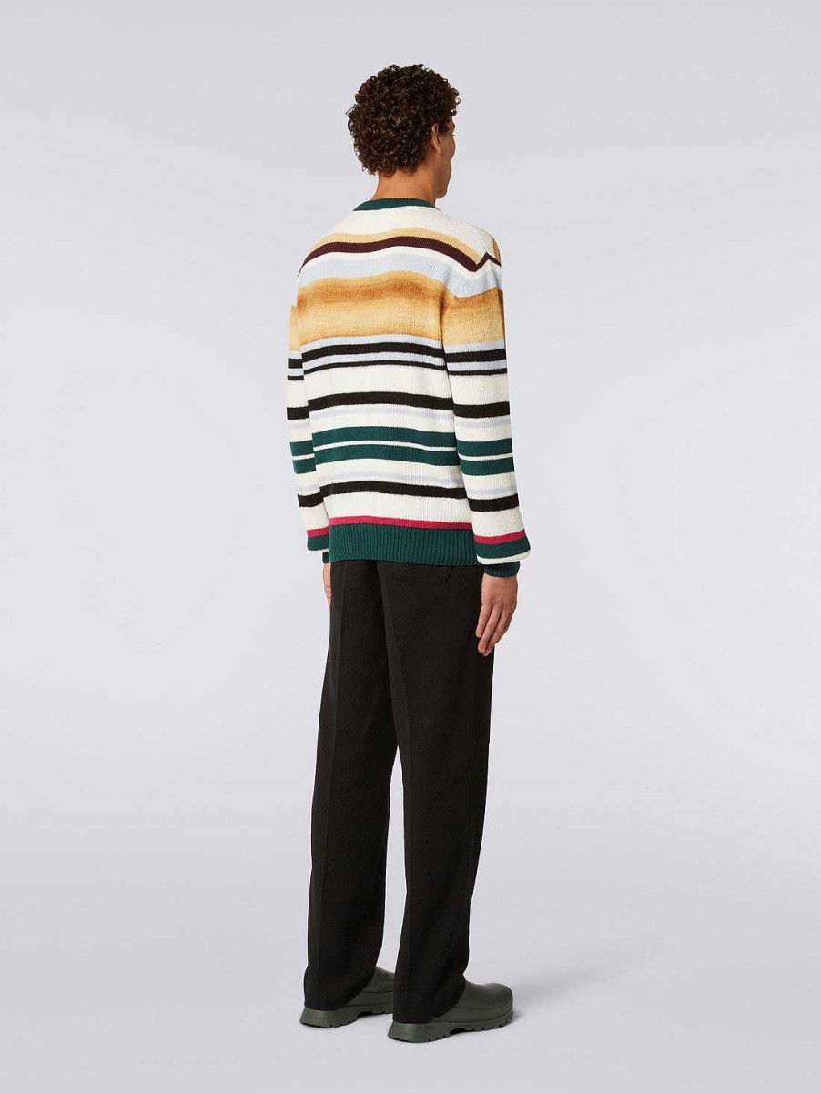 Maend Missoni Strik | Stribet Pullover I Uldblanding Med Rund Hals Flerfarvet