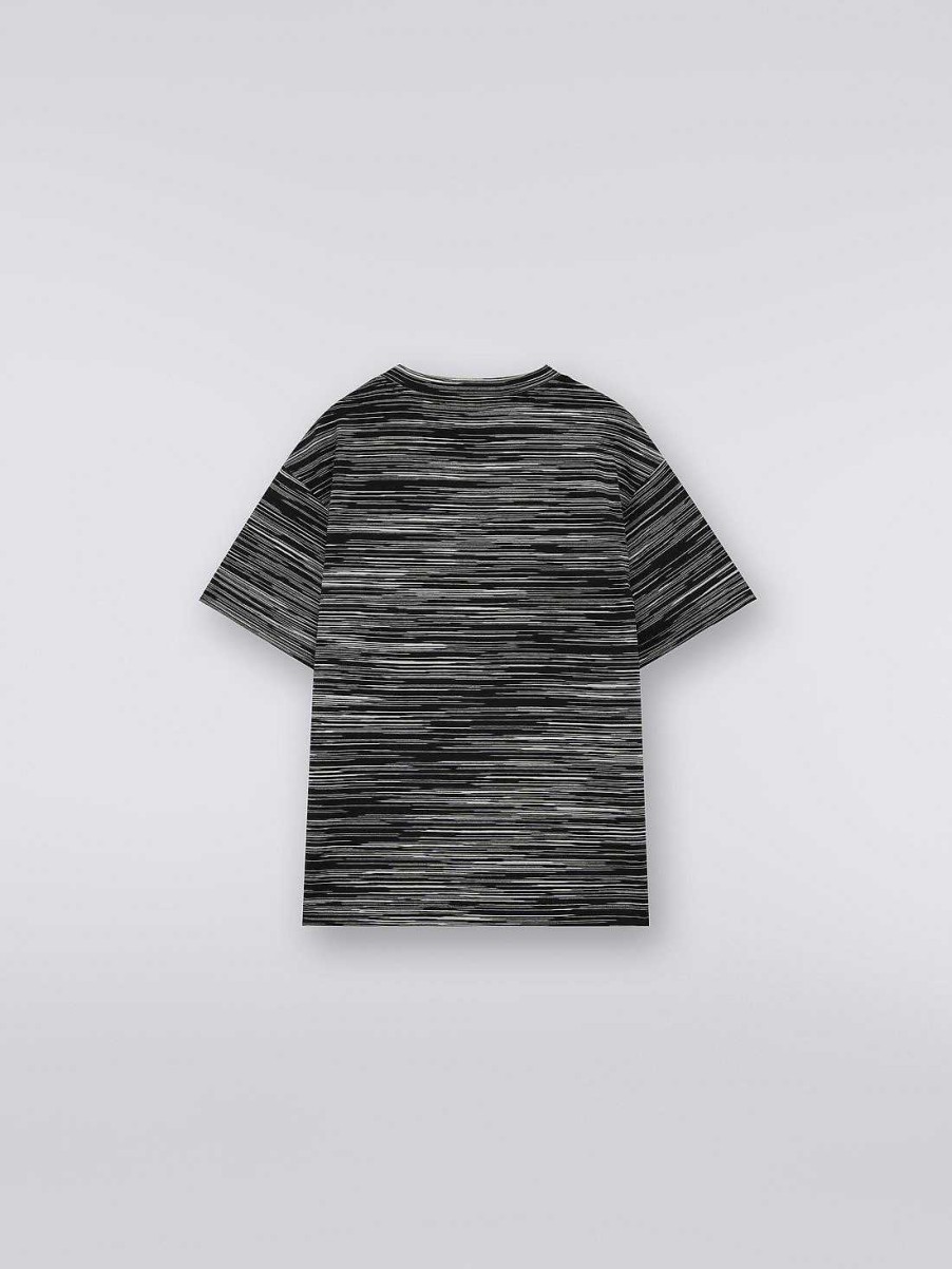 Dreng (4-14 Ar) Missoni | Kortaermet T-Shirt I Slub Bomuld Sort