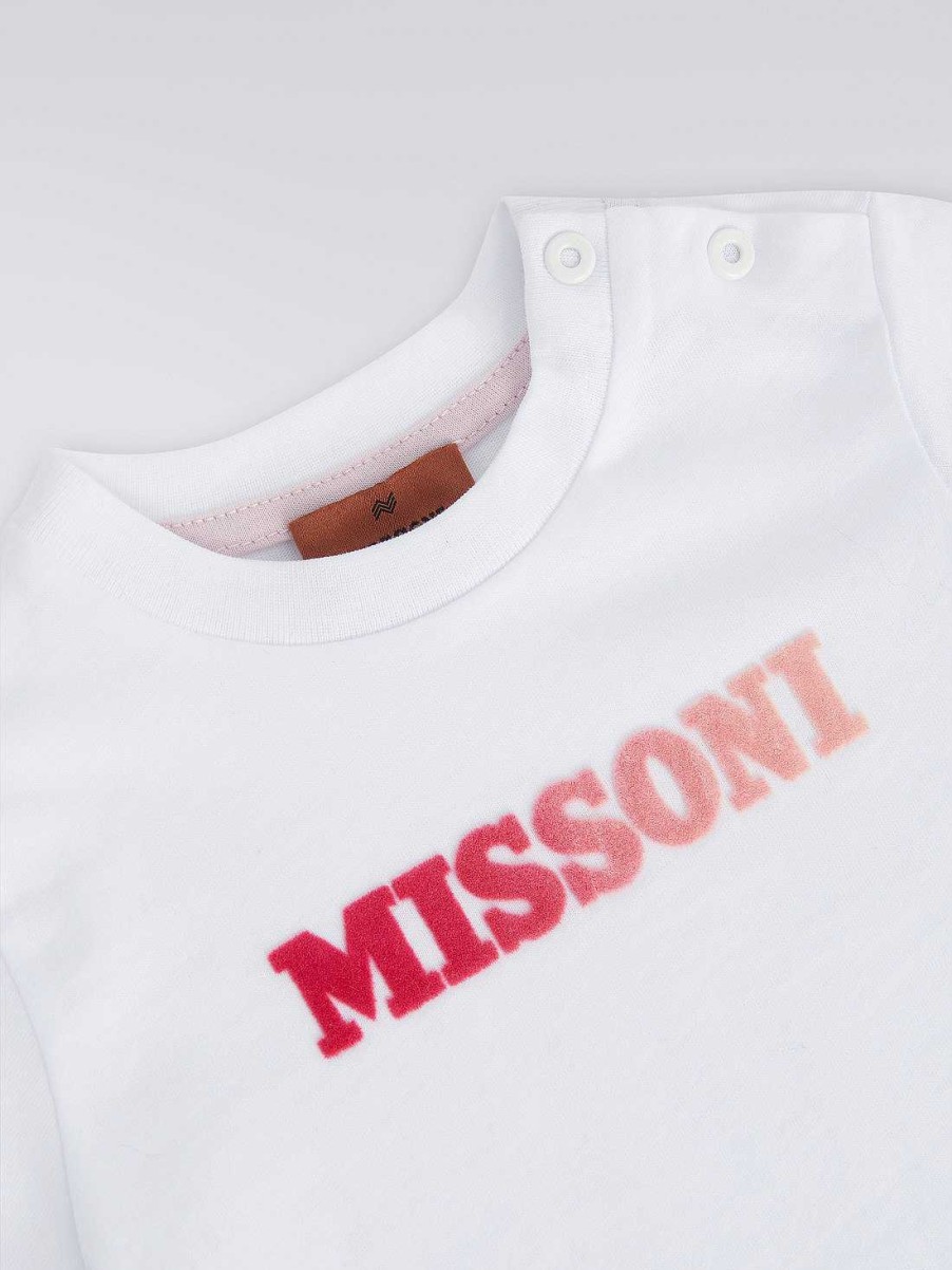 Pige (4-14 Ar) Missoni | Bomuld T-Shirt Med Degrade Logo Hvid