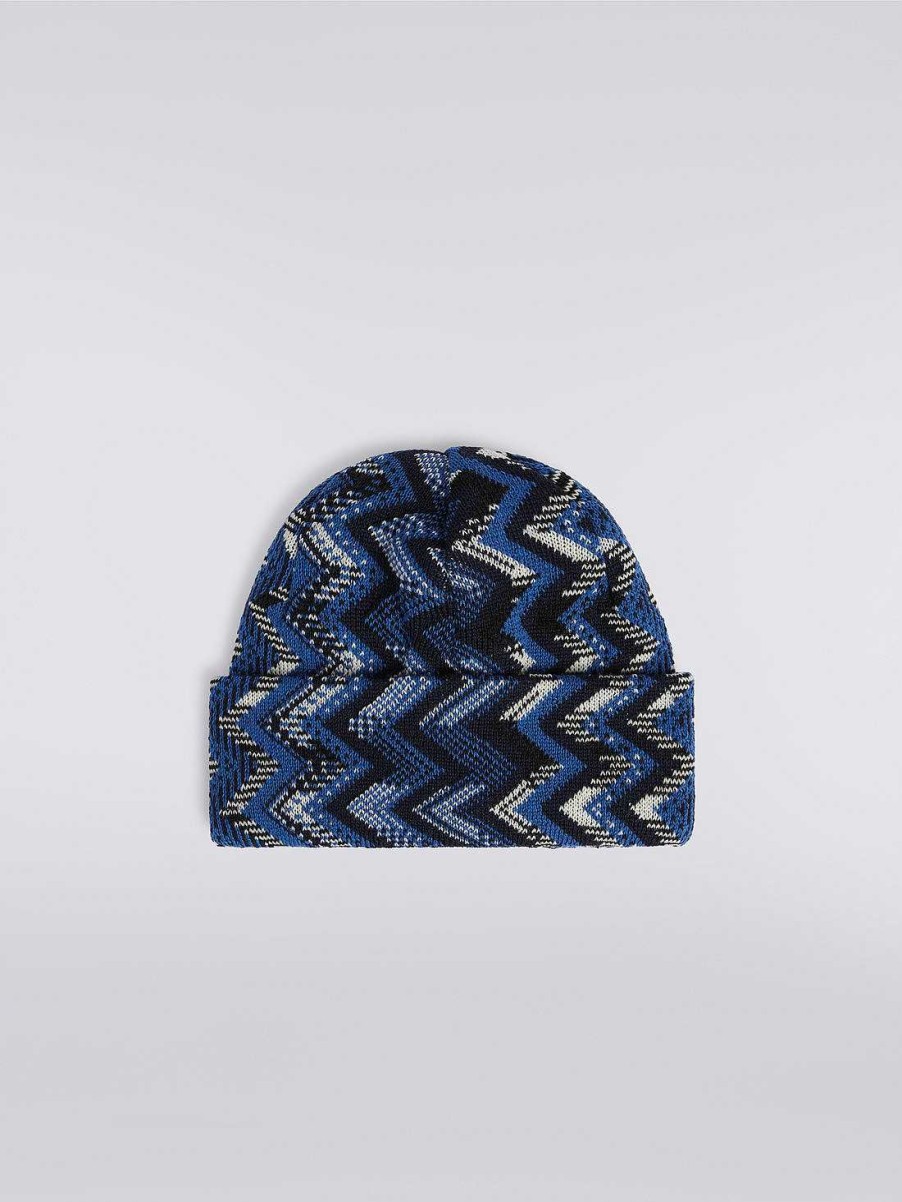 Maend Missoni Hatte | Zigzag Uld Strik Hue Flerfarvet