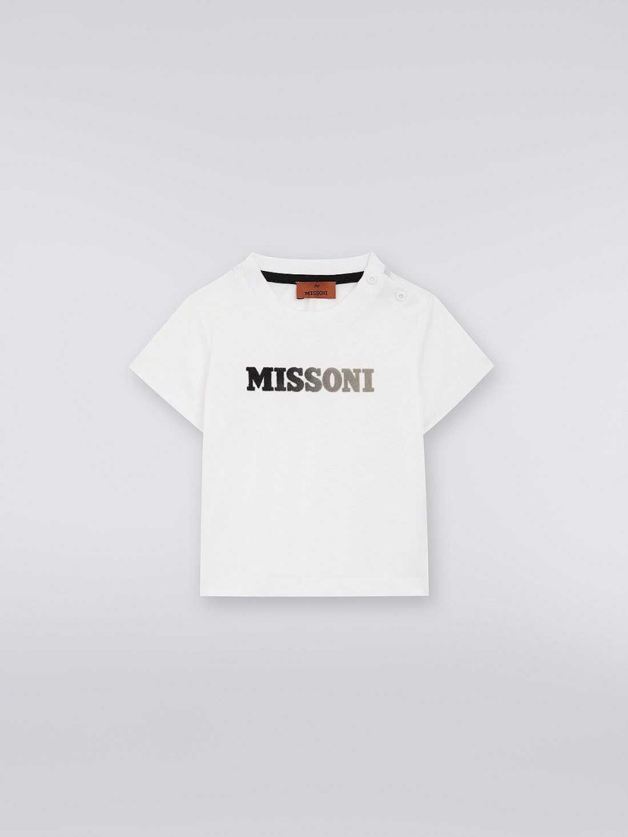 Dreng (4-14 Ar) Missoni | Bomuld T-Shirt Med Degrade Logo Hvid