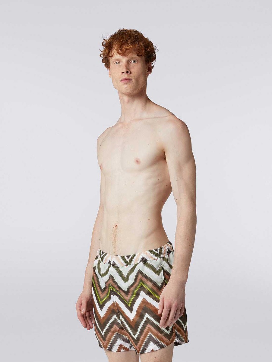 Maend Missoni Badebukser | Badebukser I Nylon Med Stor Gradueret Zigzag Flerfarvet